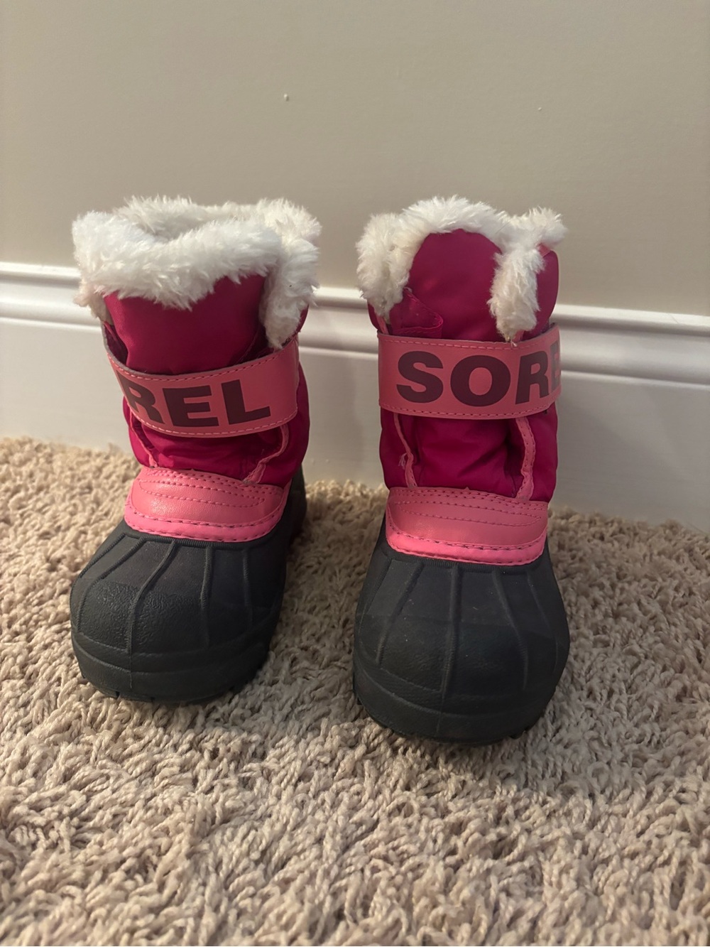 Sorel Kids Pink and Black Snow Boots